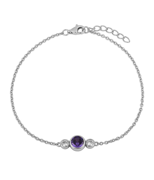 Casablanca Sterling Silver 3-Stone Bezel Birthstone Bracelet
