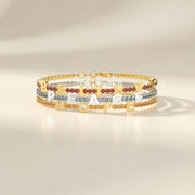 Aquamarine Birthstone Tennis Bracelet 18K Yellow Gold SB001B