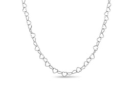 Sterling Silver Linked Hearts Necklace