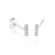 Italgem Veloria Mini Stainless Steel White CZ Bar Kid's Stud Earrings