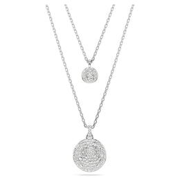 Swarovski Sublima Layered Silver Tone Rhodium Plated Circle Necklace