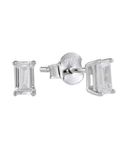 Casablanca Sterling Silver Emerald Cut CZ Stud Earrings