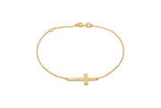 Yellow Gold Sideways Cross Bracelet