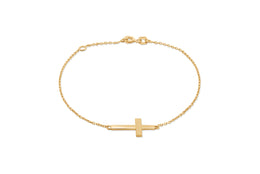 Yellow Gold Sideways Cross Bracelet