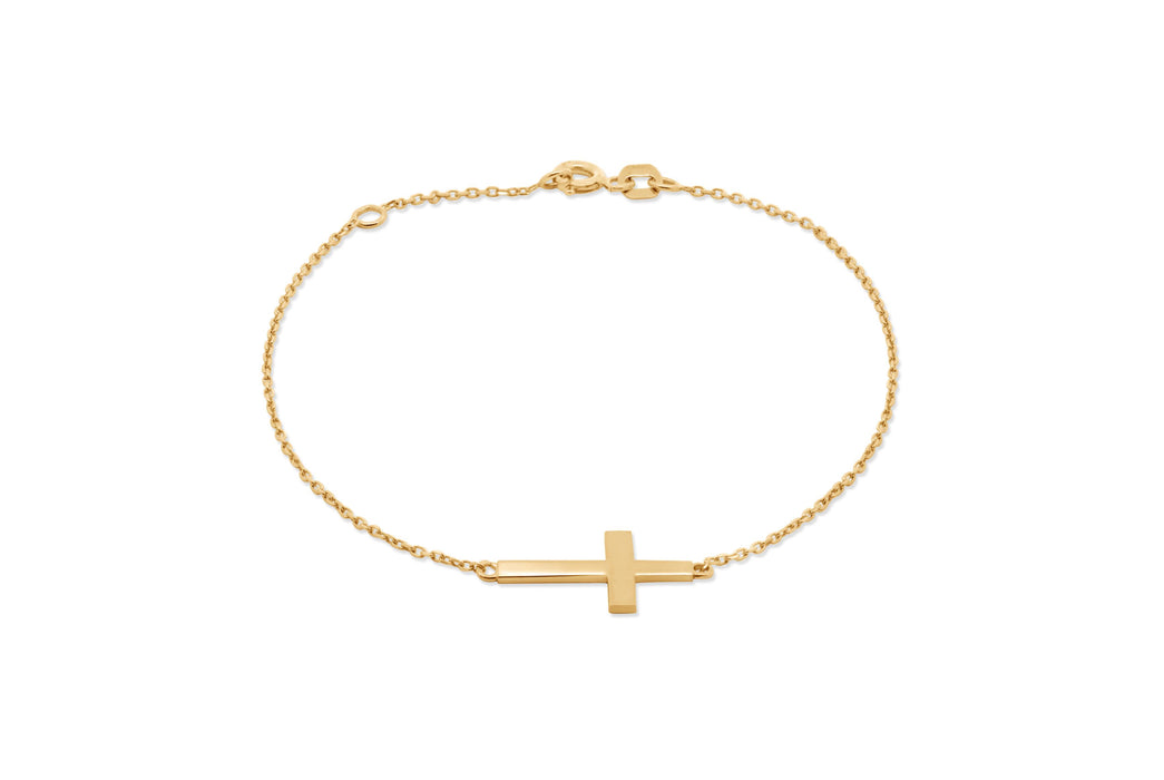 Yellow Gold Sideways Cross Necklace