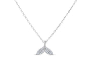Casablanca Silver CZ Whale Tail Necklace
