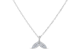 Casablanca Silver CZ Whale Tail Necklace