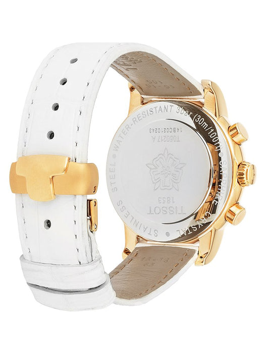 T-Classic Dressport Chronograph Mother of Pearl Dial White Leather Ladies Watch T0502173611200