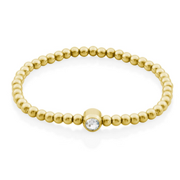 Steelx Stainless Steel Yellow Gold Tone Beaded Bracelet