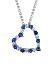 Casablanca Sterling Silver CZ Blue Heart Necklace
