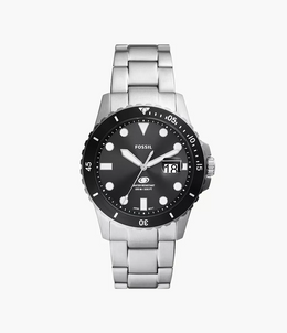 Fossil Men's Black Dial Silver Tone Watch