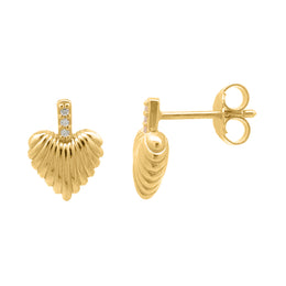 Casablanca Yellow Gold Plated Heart Angel Wing Earrings