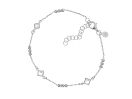 Casablanca Sterling Silver Beaded CZ Bracelet