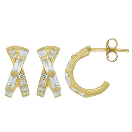 Casablanca Yellow Gold Plated Crossover Stud Earrings