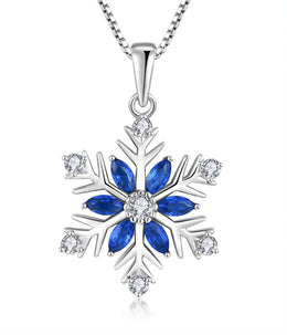Casablanca Sterling Silver Blue Snowflake Necklace