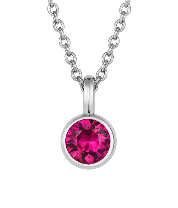 Casablanca Sterling Silver Bezel-Set CZ Birthstone Pendant Necklace