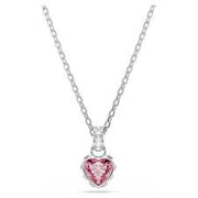 Swarovski Chroma, Pink, Silver Tone Rhodium Plated Heart Necklace