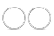 Casablanca Italian Sterling Silver Rhodium Plated Plain Sleeper Hoop Earrings