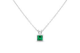 Casablanca Emerald Crystal Square Necklace