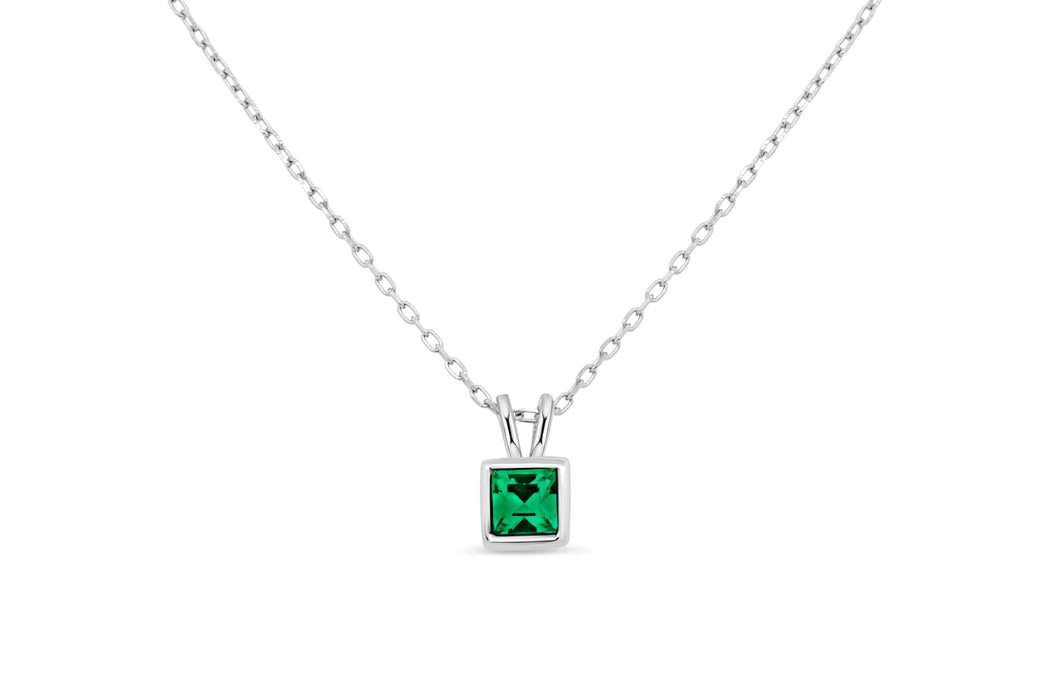 Casablanca Emerald Crystal Square Necklace