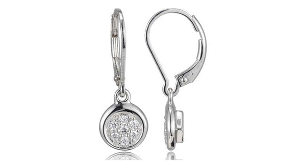 Elle Sterling Silver CZ Leverback Earrings