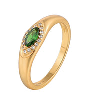 Casablanca Yellow Gold Plated & Green Stone Ring