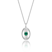 Rhodium Plated Guardian Eye Birthstone Locket SN005R