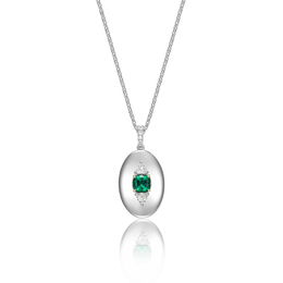 Rhodium Plated Guardian Eye Birthstone Locket SN005R