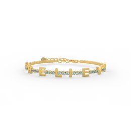 Aquamarine Birthstone Tennis Bracelet 18K Yellow Gold SB001B