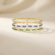 Aquamarine Birthstone Tennis Bracelet 18K Yellow Gold SB001B