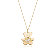 Yellow Gold Plated Teddy Bear Family Necklace SN034G