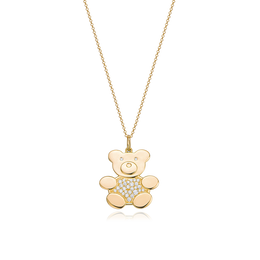 Yellow Gold Plated Teddy Bear Family Necklace SN034G