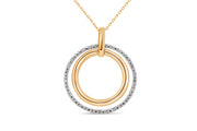 10KT Yellow Gold Double Diamond Circle Necklace