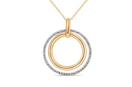 10KT Yellow Gold Double Diamond Circle Necklace