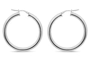 Casablanca Sterling Silver Smooth Hoop Earrings