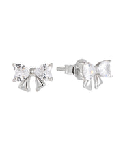 Casablanca Silver CZ Bow Earrings