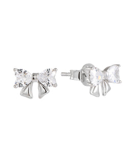 Casablanca Silver CZ Bow Earrings