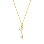 Monte Luna Yellow Gold Plated Diamond Key Necklace