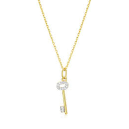 Monte Luna Yellow Gold Plated Diamond Key Necklace
