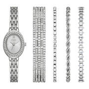 Fossil Folio Women's 5 Piece Silver-Tone Bracelet & Watch Set