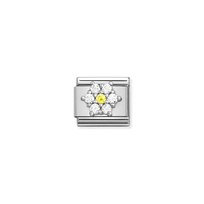 Nomination Italy Classic Link CZ Clear and Yellow Flower Charm
