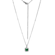 Elle Sterling Silver CZ Emerald Green Necklace