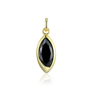 Casablanca Gold Tone Sterling Silver Black Stone Necklace