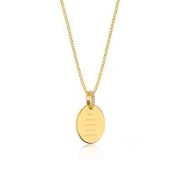 Yellow Gold Plated Silver Oval Engravable Necklace SS25N001O