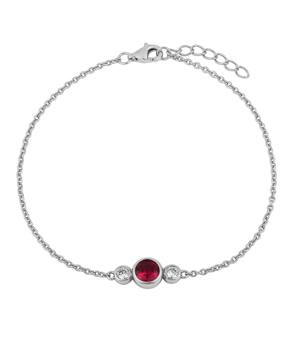 Casablanca Sterling Silver 3-Stone Bezel Birthstone Bracelet