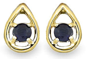 Casablanca 10k Yellow Gold Blue Sapphire Stud Earrings