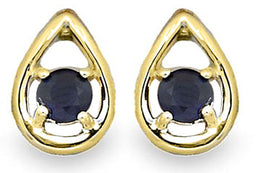 Casablanca 10k Yellow Gold Blue Sapphire Stud Earrings