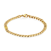 Steelx Yellow Gold Tone Stainless Steel 5mm Men's Curb Chain ID Bracelet