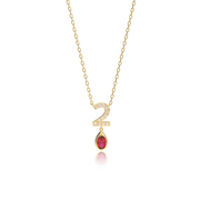 Custom Yellow Gold Plated CZ Number Birthstone Necklace