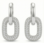 Casablanca Sterling Silver CZ Double Link Earrings